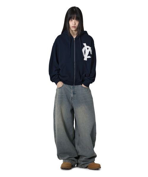 Lookbook Openyard (Oy) Logo Patch Zip-Up Hoodie - Navy OYBDF1SW108NA