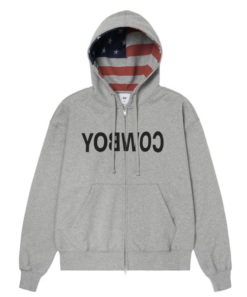 OPENYARD (OY) Reverse Cowboy Zip-Up Hoodie - Melange OYBFS1SW008MG