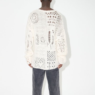 OUR LEGACY Beige Sweater Rajut V-Neck dengan Manset Rib. M4233VCB Shop OUR LEGACY Beige Sweater Rajut V-Neck dengan Manset Rib. M4233VCB