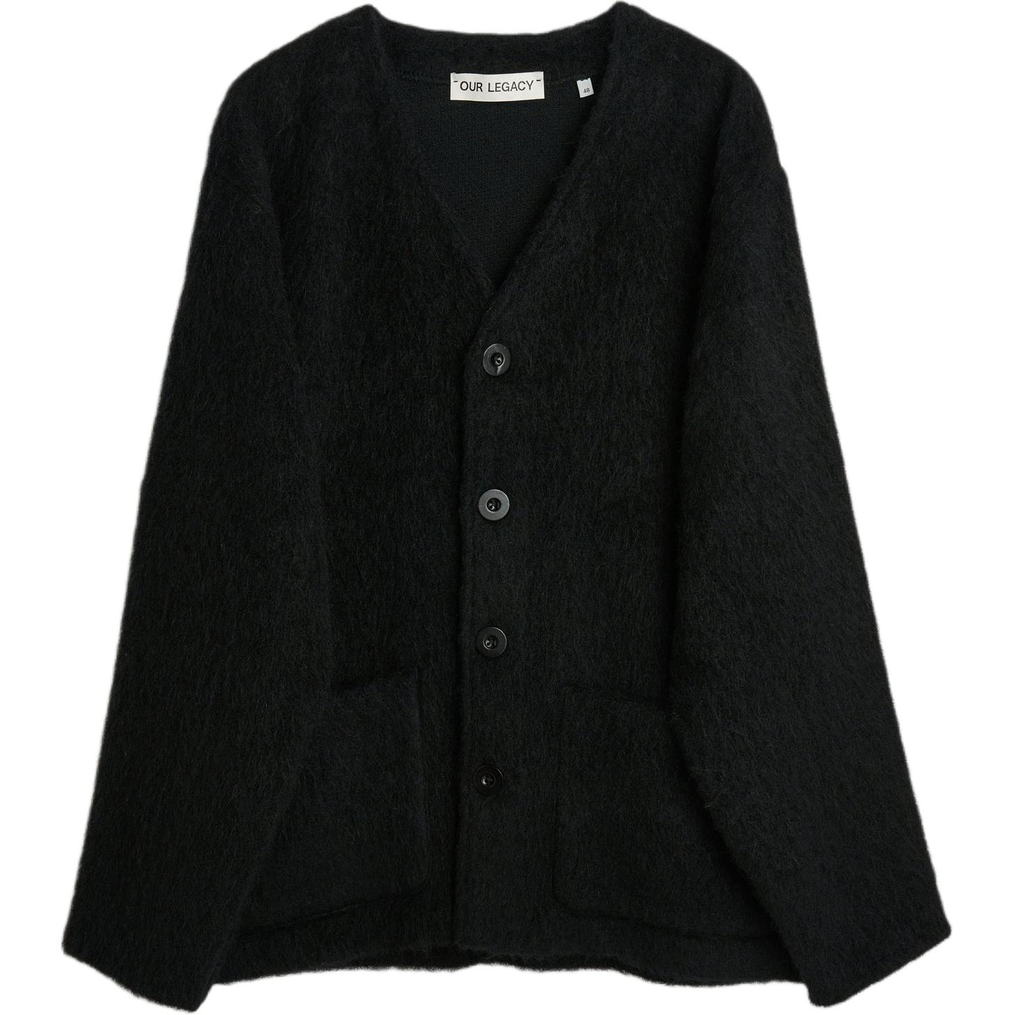OUR LEGACY  Black Wool Cardigan Sweater V-Neck Button-Up M4206CBM