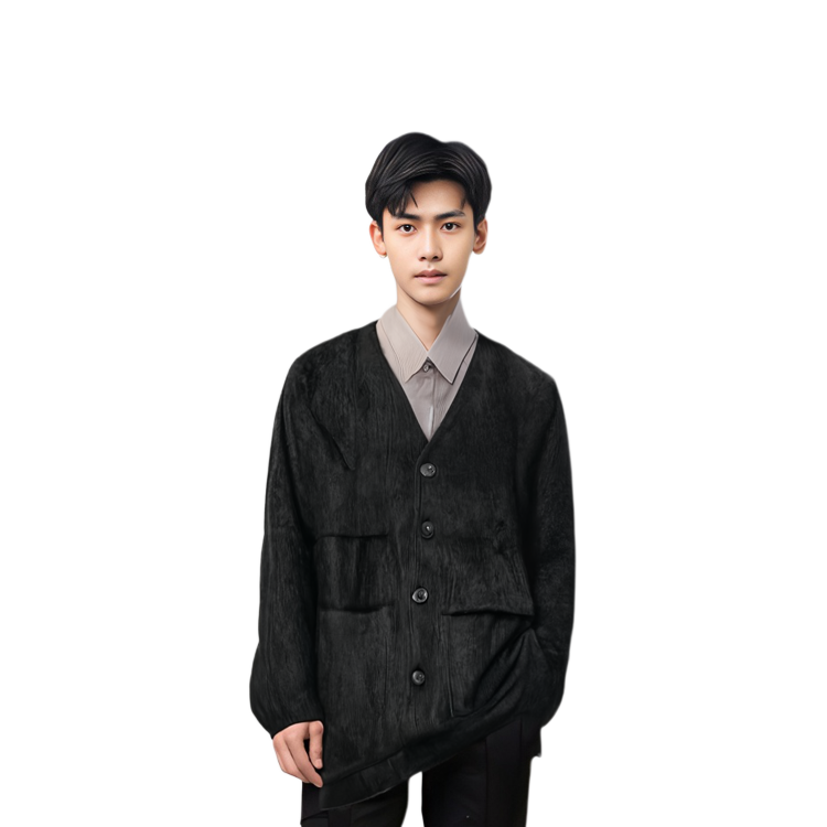 Details for OUR LEGACY Cárdigan de Lana Negra con Botones y Escote en V M4206CBM