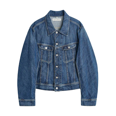 OUR LEGACY Blue Denim Jacket with Single Breasted Collar and Angled Flap Pockets M4235RWB