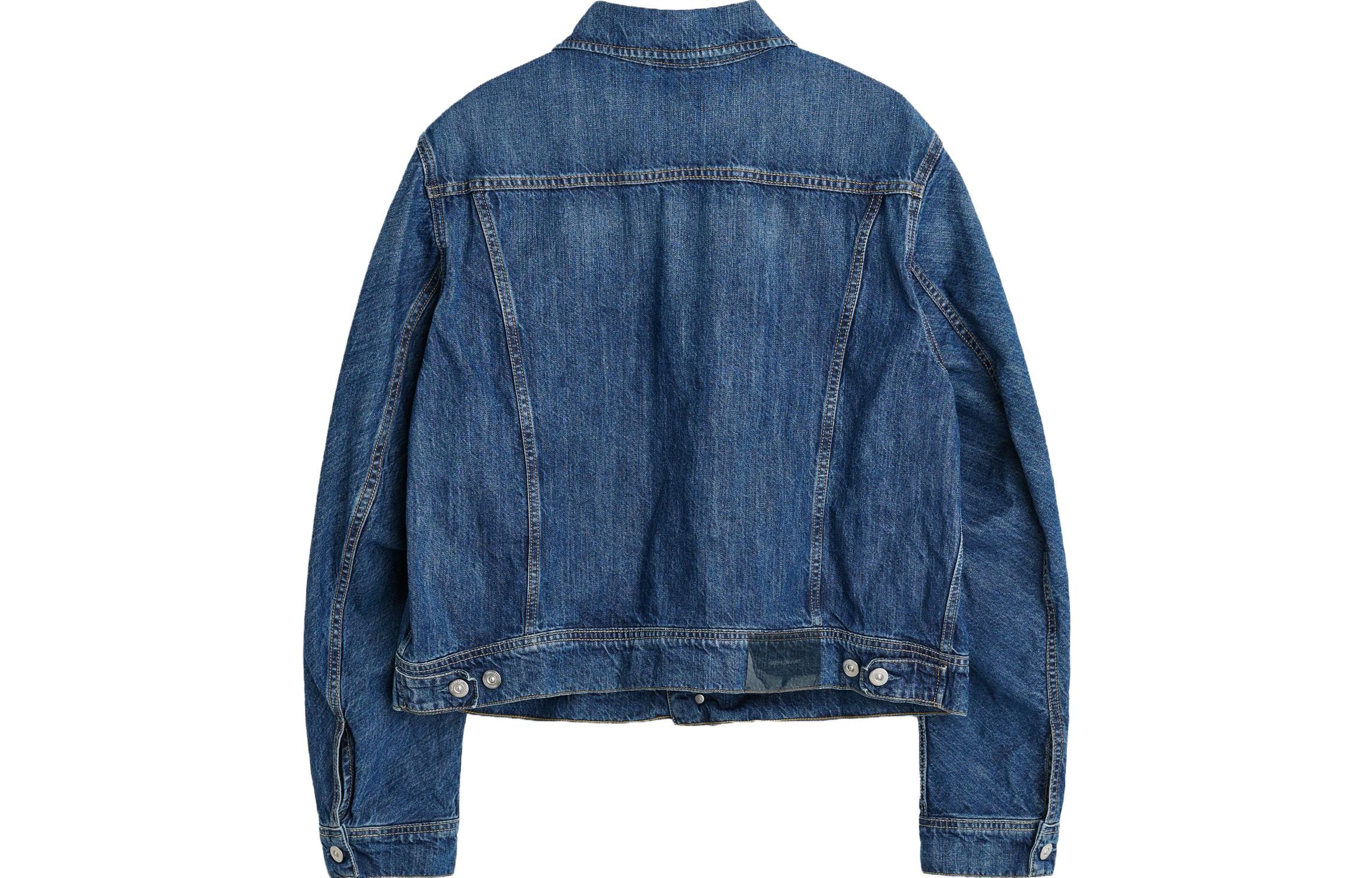 Lookbook OUR LEGACY Jaket Denim Biru dengan Kerah Single Breasted dan Saku Flap Miring M4235RWB