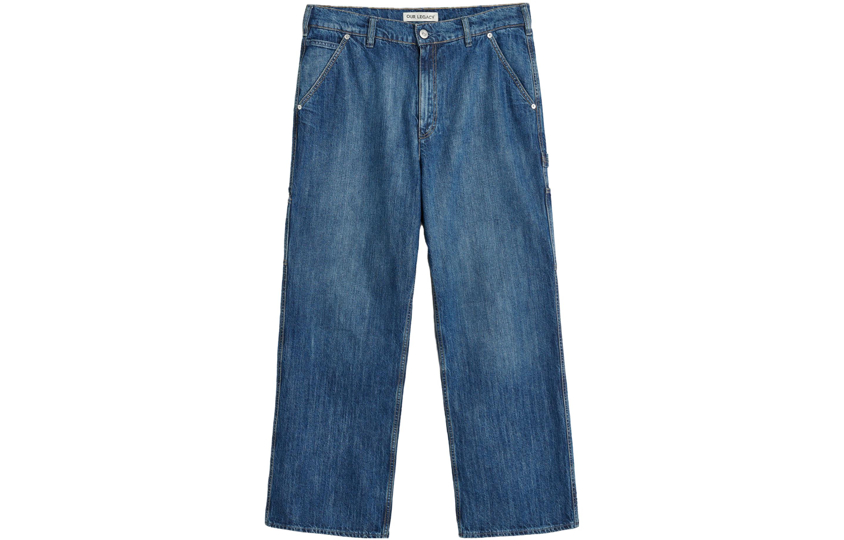 OUR LEGACY  Blue High-Waisted Jeans with Back Patch Pocket. M4235JWB