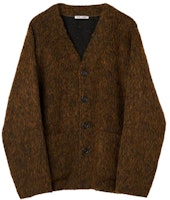 OUR LEGACY Brown Logo V-Neck Wool Cardigan Sweater M4213CRM OUR LEGACY Brown Logo V-Neck Wool Cardigan Sweater M4213CRM
