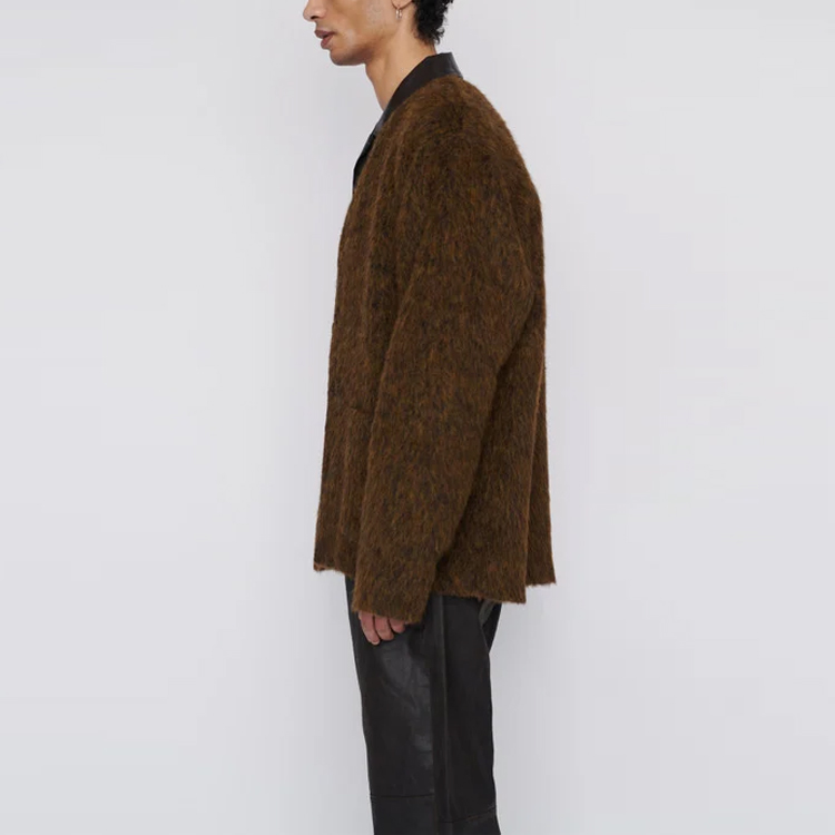 Details for OUR LEGACY Cardigan Wool V-Neck Logo Cokelat M4213CRM