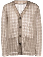 OUR LEGACY Checkered V-Neck Button-Up Long Sleeve Shirt Brown M2236CG OUR LEGACY Checkered V-Neck Button-Up Long Sleeve Shirt Brown M2236CG