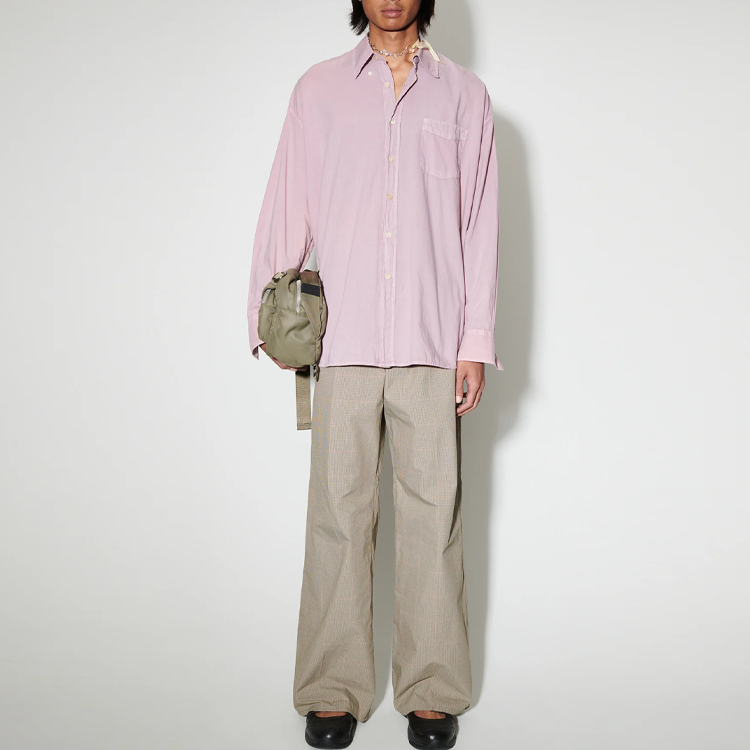 Lookbook OUR LEGACY Kemeja Lengan Panjang Loose Fit Hem Melengkung Abu-Abu Ungu M2242BDL