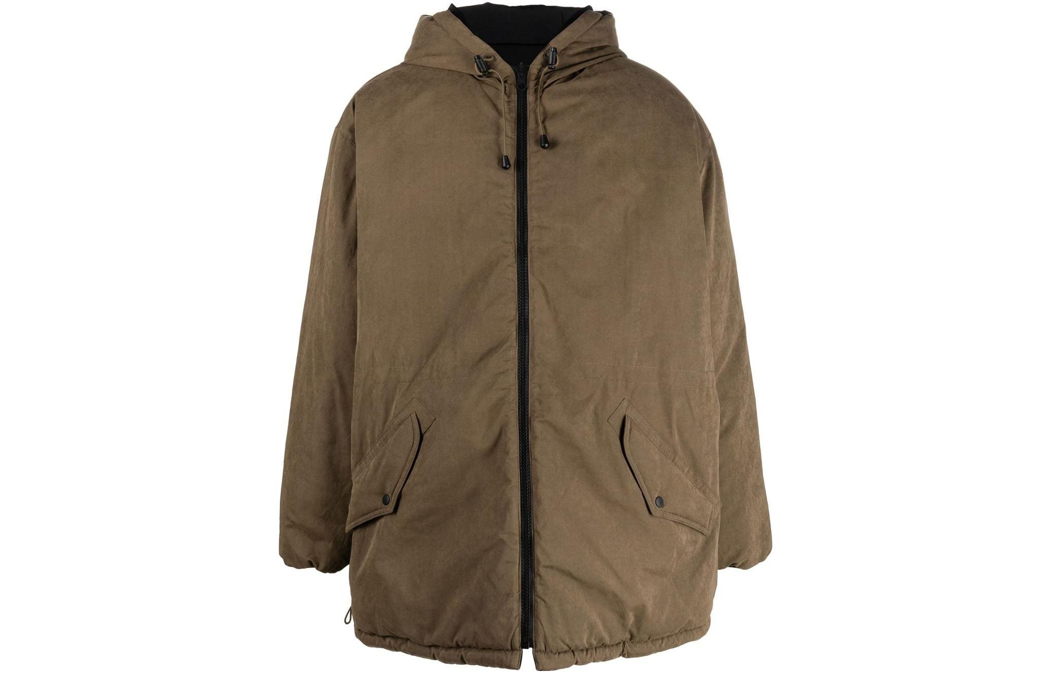 Order OUR LEGACY Relaxed Fit Drawstring Hooded Parka Hijau Zaitun. M4221VOD