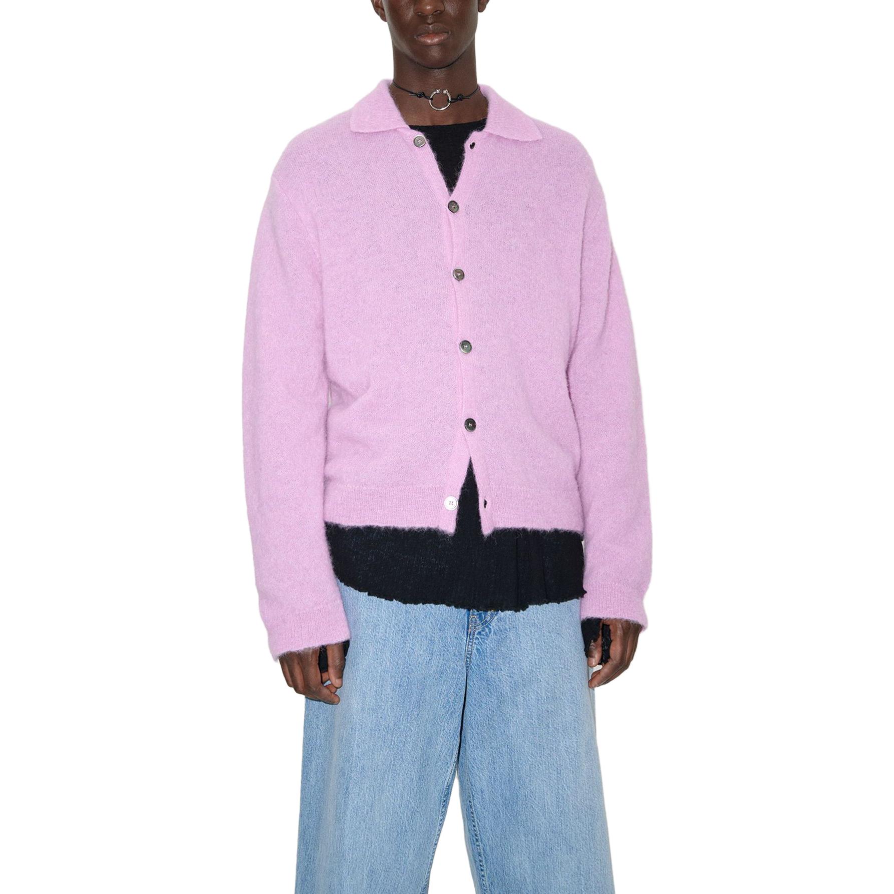 Lookbook OUR LEGACY 單排扣粉色羊絨開衫毛衣 M4233EM