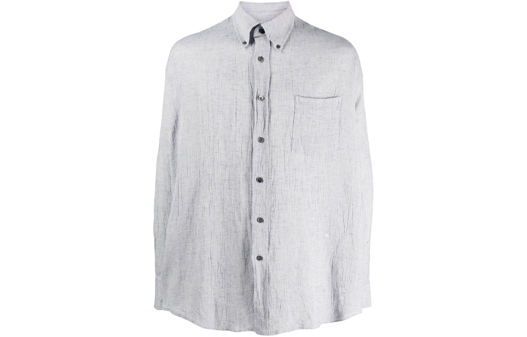 OUR LEGACY  Solid Color Point Collar Pocket Long Sleeve Shirt Light Blue M2232BMB