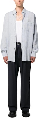 OUR LEGACY 淺藍色素色翻領口袋長袖襯衫 M2232BMB Lookbook OUR LEGACY 淺藍色素色翻領口袋長袖襯衫 M2232BMB