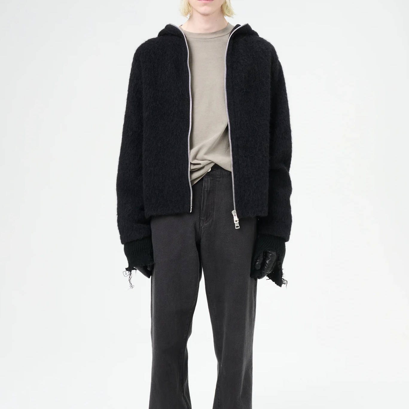 Lookbook OUR LEGACY Sudadera con Capucha de Lana con Cremallera Negra M4243FBH