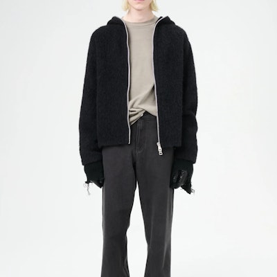 OUR LEGACY Sudadera con Capucha de Lana con Cremallera Negra M4243FBH Lookbook OUR LEGACY Sudadera con Capucha de Lana con Cremallera Negra M4243FBH