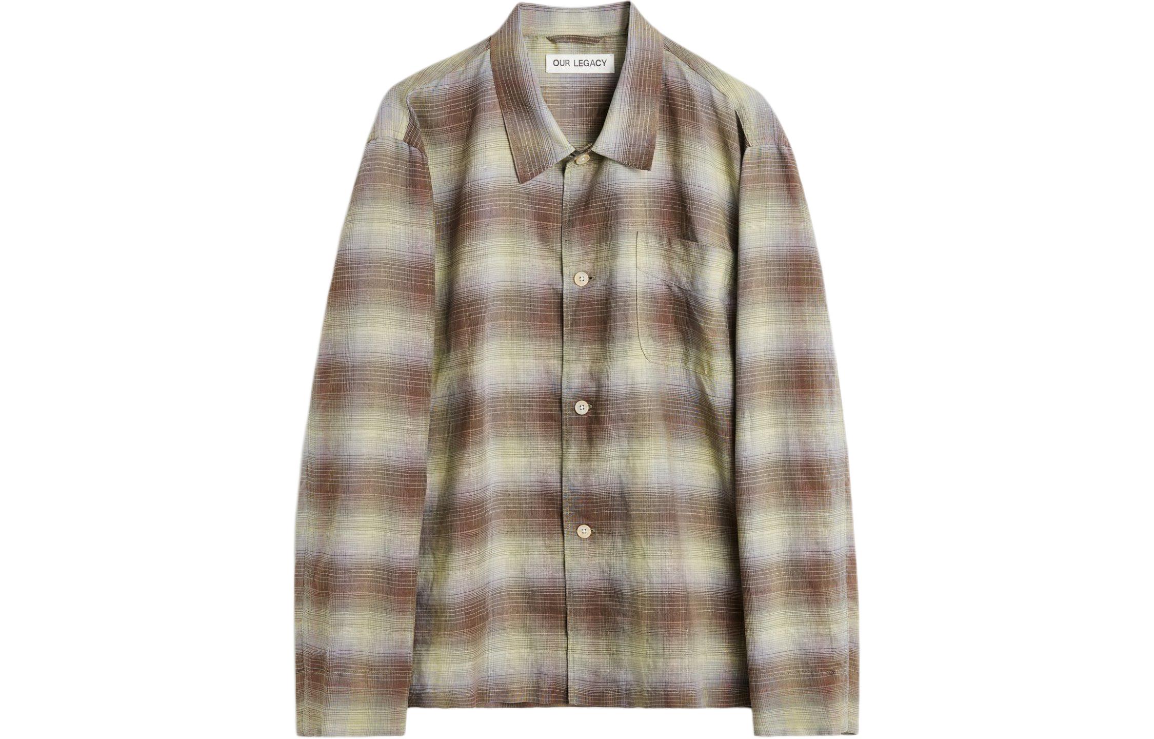 OUR LEGACY Barn Style Plaid Pattern Button-Up Shirt  Multicolor Long Sleeve M2242BM