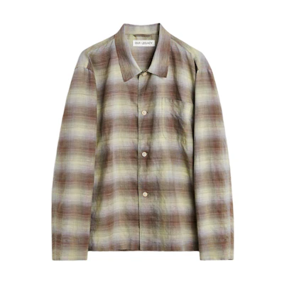 OUR LEGACY Barn Style Plaid Pattern Button-Up Shirt Multicolor Long Sleeve M2242BM