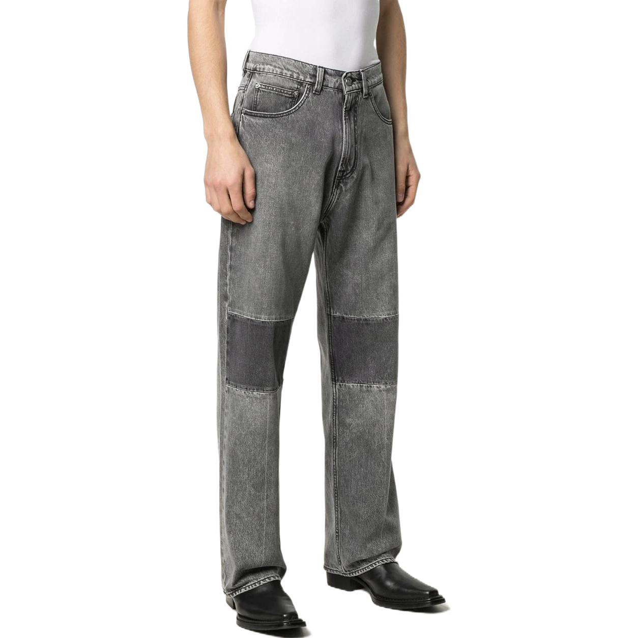 Shop OUR LEGACY Jeans Gris de Tiro Alto, Campana y Patchwork - Estilo Otoño M2205TB