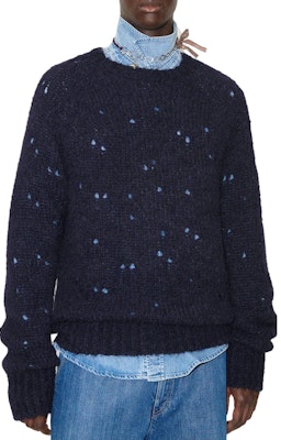 OUR LEGACY Suéter Azul Marino de Manga Raglán Desgastado M4233CN Lookbook OUR LEGACY Suéter Azul Marino de Manga Raglán Desgastado M4233CN