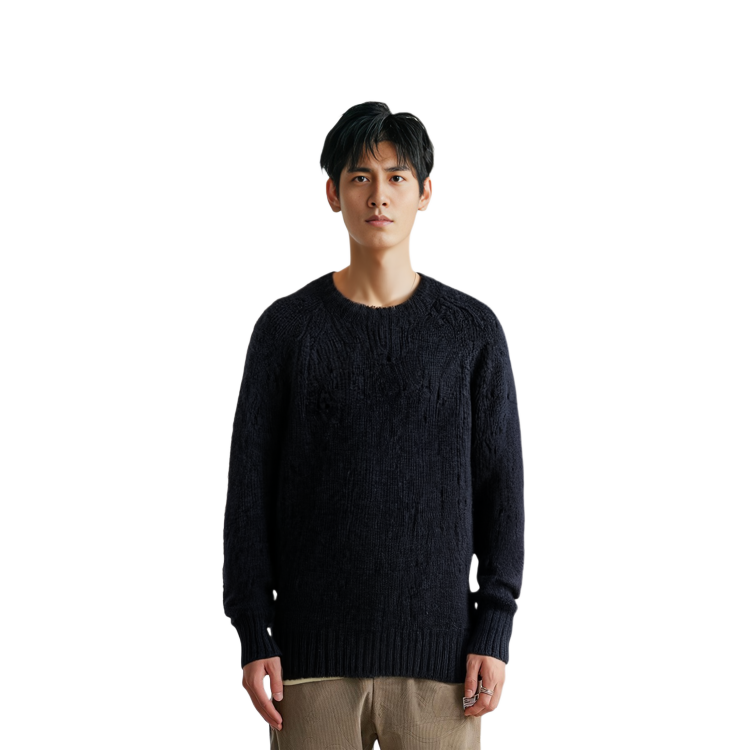 Details for OUR LEGACY Suéter Azul Marino de Manga Raglán Desgastado M4233CN