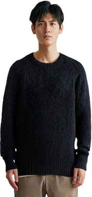 OUR LEGACY Suéter Azul Marino de Manga Raglán Desgastado M4233CN Details for OUR LEGACY Suéter Azul Marino de Manga Raglán Desgastado M4233CN