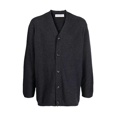 OUR LEGACY FW22 Grey Wool V-Neck Button-Up Sweater M4223KCD-ANTRHACITE