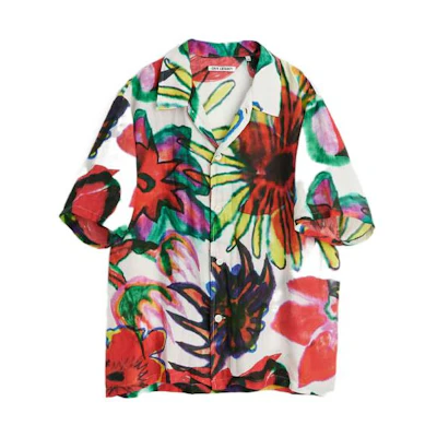 OUR LEGACY FW22 Floral Graffiti Print Loose Short Sleeve Shirt Multicolor Men M2222BM