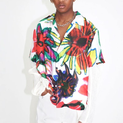 Nuestra Herencia FW22 Camisa Manga Corta Suelta Estampado Floral Graffiti Multicolor Hombre M2222BM Purchase Nuestra Herencia FW22 Camisa Manga Corta Suelta Estampado Floral Graffiti Multicolor Hombre M2222BM