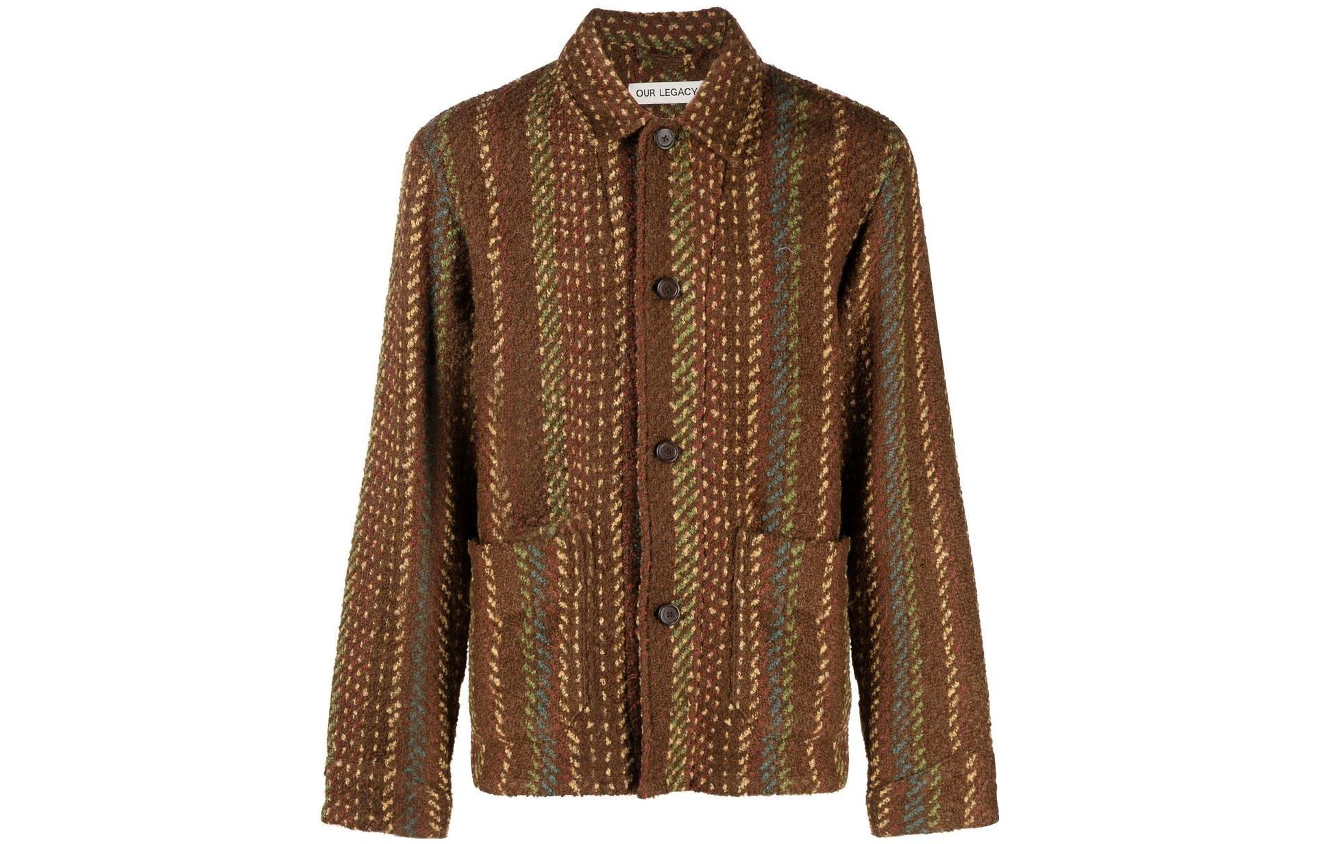 Our Legacy FW22 Knit Button-Up Collared Jacket Men’s - Chestnut Brown M4221AM