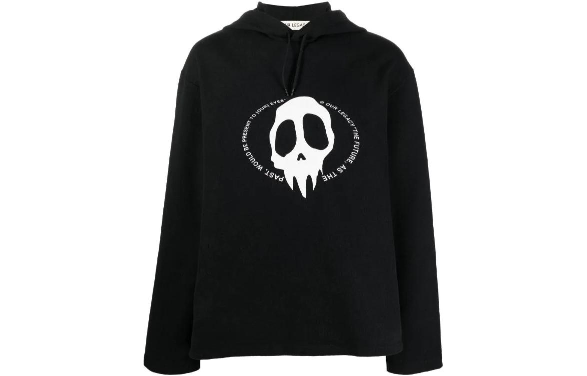 OUR LEGACY FW22 Maverick Skull Pullover Hoodie  Black M2226LS