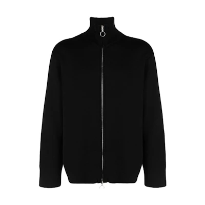 OUR LEGACY FW23 Black High-Neck Zip Loose-Fit Long-Sleeve Shirt. M4233FSB