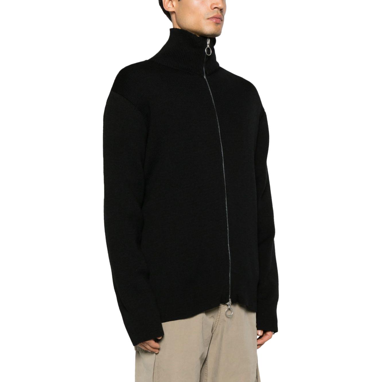 Purchase OUR LEGACY FW23 Kemeja Hitam Lengan Panjang Loose Fit High-Neck dengan Resleting. M4233FSB