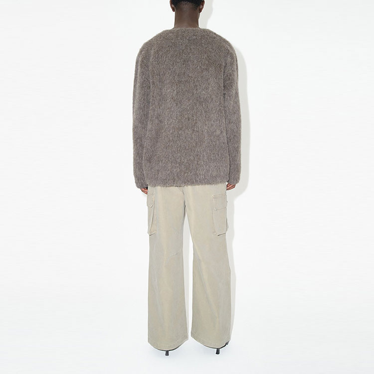 Shop OUR LEGACY FW23 Loose Fit V-Neck Knit Cardigan Warna Moiré Grey. M4236CM