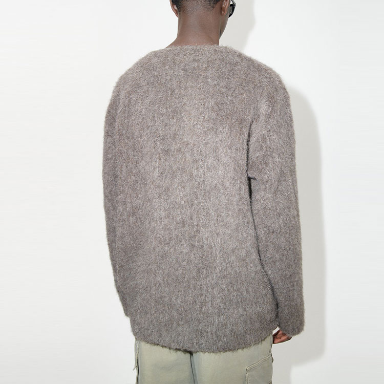 Sizing OUR LEGACY FW23 Loose Fit V-Neck Knit Cardigan Warna Moiré Grey. M4236CM