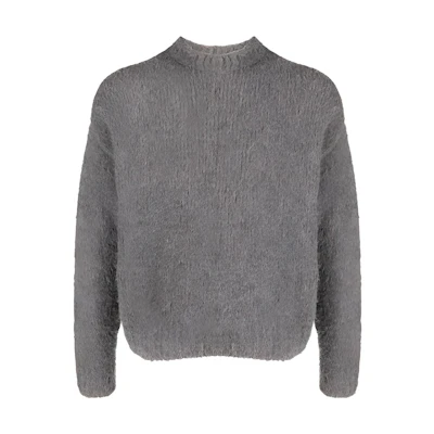 OUR LEGACY FW23 Textured Knit Crewneck Pullover Sweater Pepper Gray M4233SR