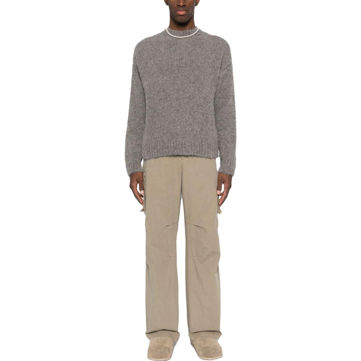 Lookbook OUR LEGACY FW23 Suéter de Punto Texturizado Cuello Redondo Gris Pimienta M4233SR