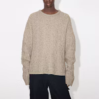 Shop OUR LEGACY FW23 鏈條針織寬鬆圓領毛衣 男士卡其色 M4233PPT