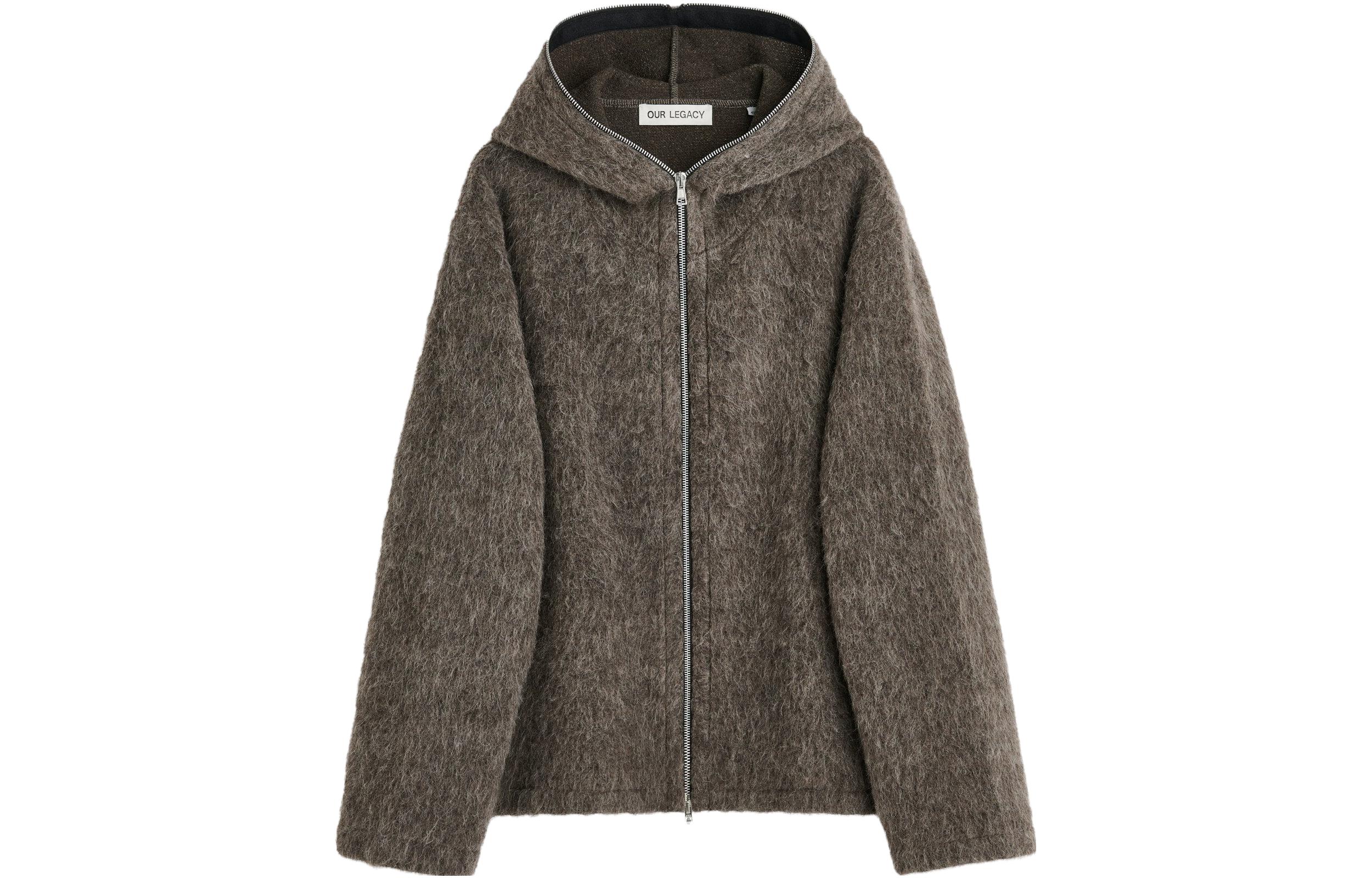 Our Legacy FW23 Full-Zip Hooded Fleece Jacket Mole Gray M4236FM