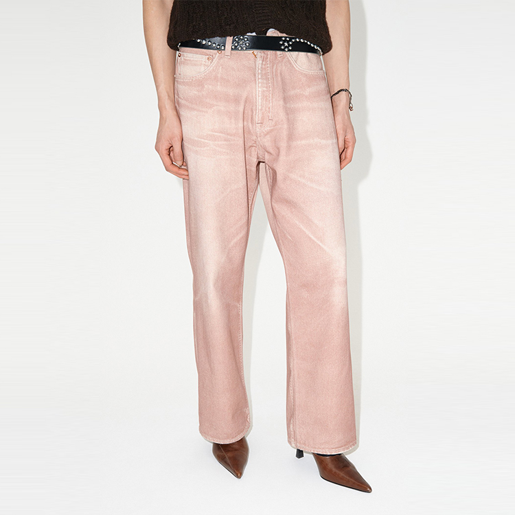 Cheap OUR LEGACY FW23 Jeans Rectos Gris Rosa con Costuras Gruesas y Remaches. M4235TDR