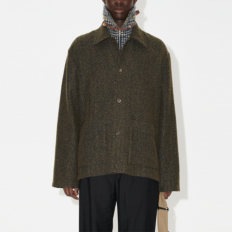 Shop OUR LEGACY FW23苔綠農場印花單排扣領夾克 男款 M4236HM