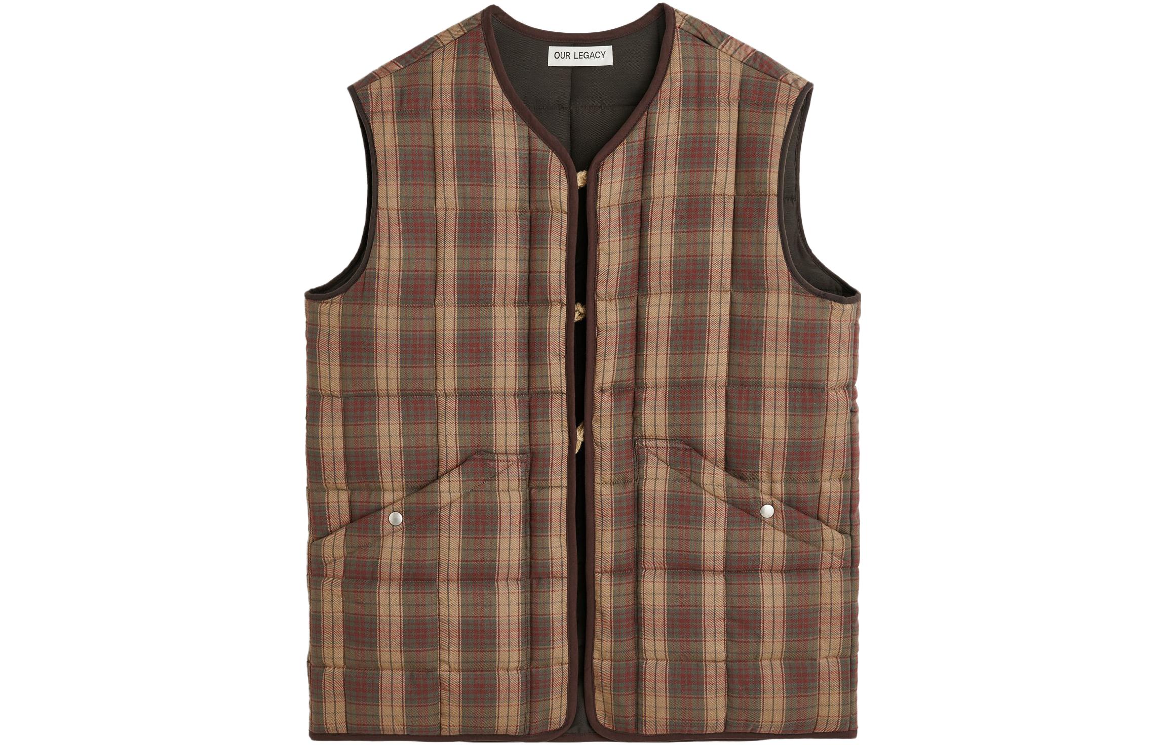 OUR LEGACY FW23 Reversible Checked Straight Vest Brown M4231PHT