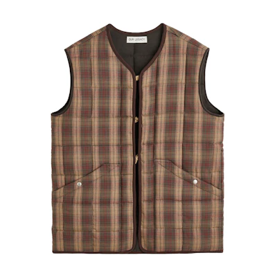 OUR LEGACY FW23 Reversible Checked Straight Vest Brown M4231PHT