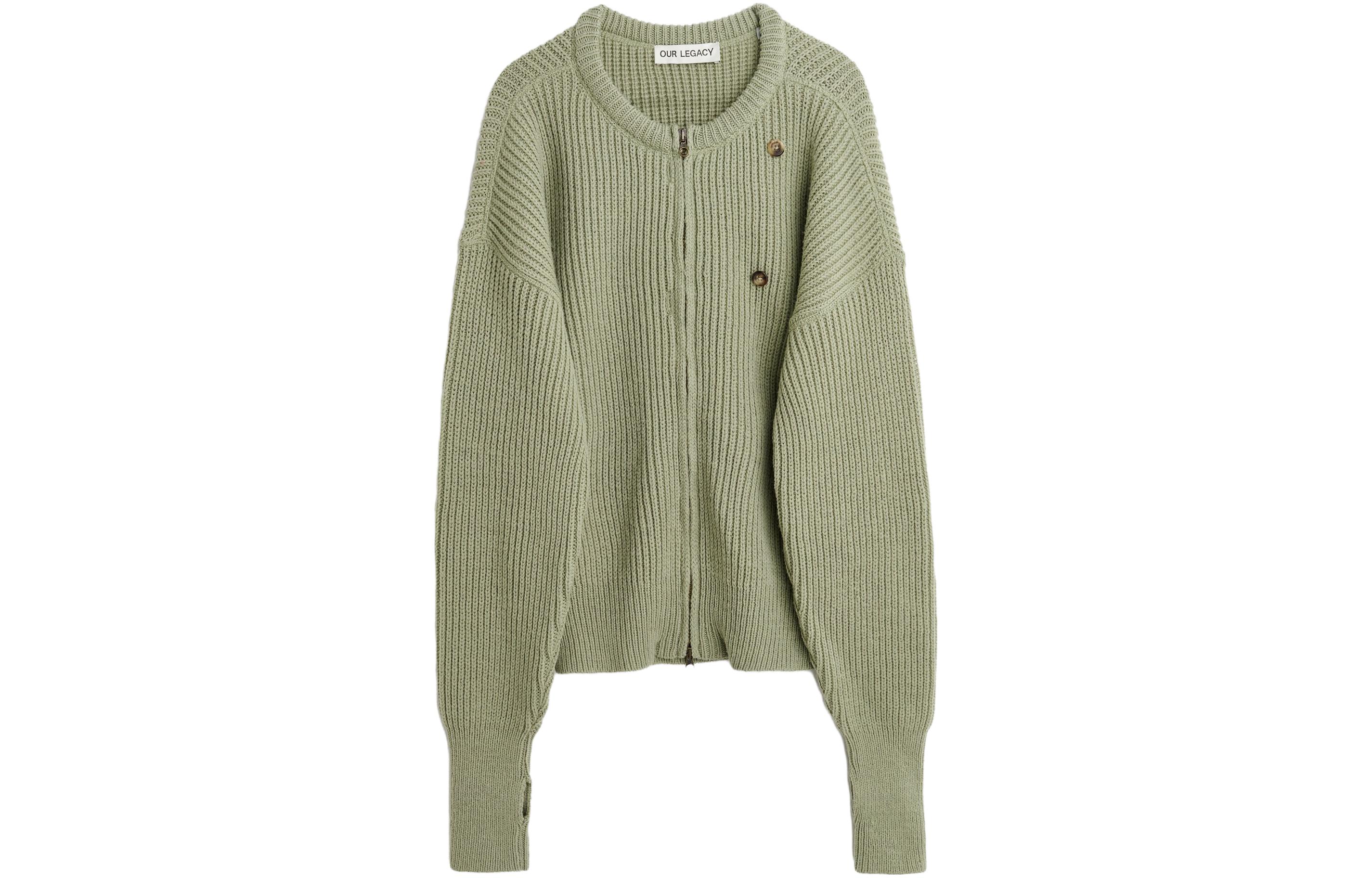 Order OUR LEGACY FW23 綠色實心羅紋針織開衫 M4233WM