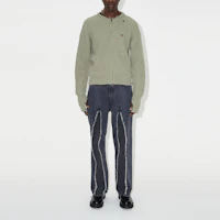 Shop OUR LEGACY FW23 綠色實心羅紋針織開衫 M4233WM
