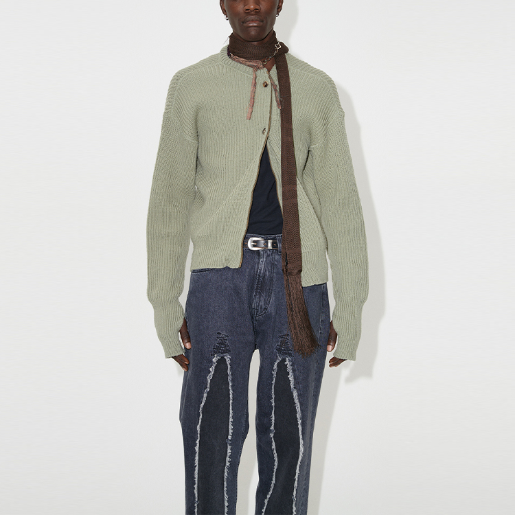 Details for OUR LEGACY FW23 綠色實心羅紋針織開衫 M4233WM