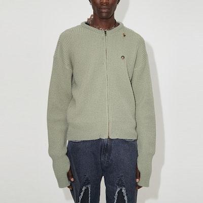 OUR LEGACY FW23 綠色實心羅紋針織開衫 M4233WM Sizing OUR LEGACY FW23 綠色實心羅紋針織開衫 M4233WM