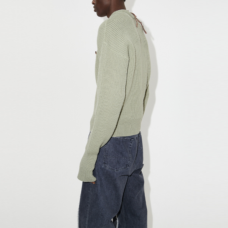 Cheap OUR LEGACY FW23 綠色實心羅紋針織開衫 M4233WM