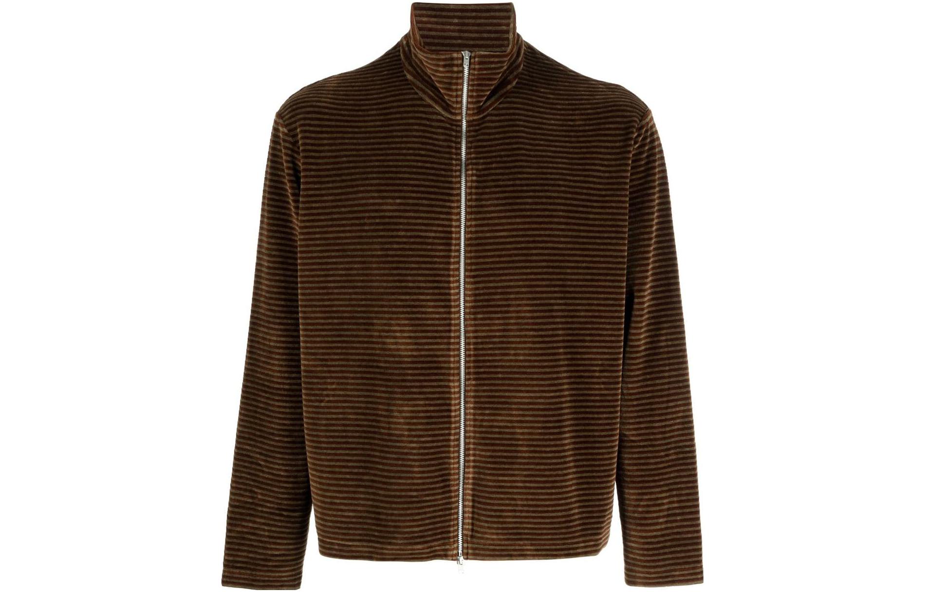 Our Legacy FW23 Striped Half-Zip Oversized Sweatshirt Brown Men M4236SFS