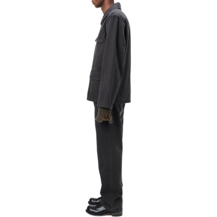 Details for OUR LEGACY FW24 Chaqueta Duffle Estilo Granja 4 Bolsillos Lona Gris Negro M4241UA