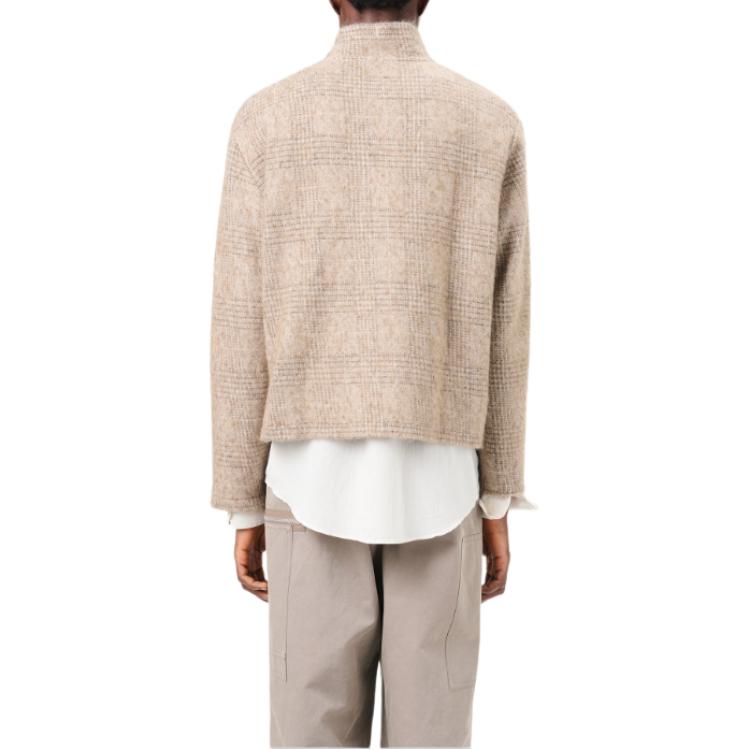 Shop OUR LEGACY FW24 Polo Beige Cuadros Manga Larga Relajada Cortada. M4243SB