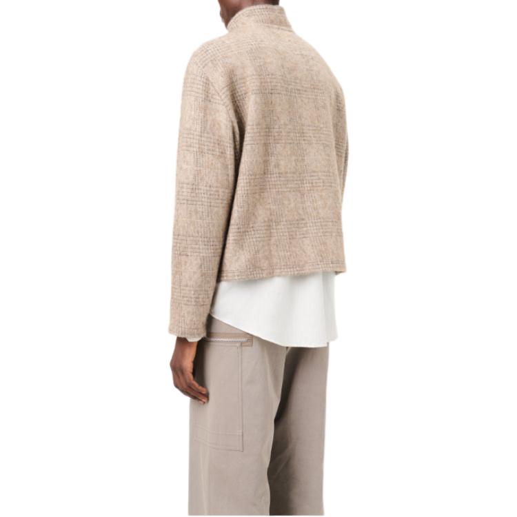 Cheap OUR LEGACY FW24 Polo Beige Cuadros Manga Larga Relajada Cortada. M4243SB